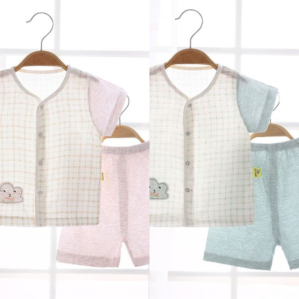 

2020 baby gauze men's vest and shorts and women's baby thin breathable vest short-sleeved shorts newborn suit