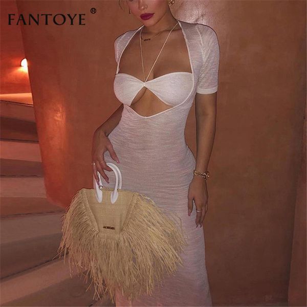 

fantoye see through chiffon long dress women casual white short sleeve beach wear covers sheer bodycon dress maxi vestidos, Black;gray