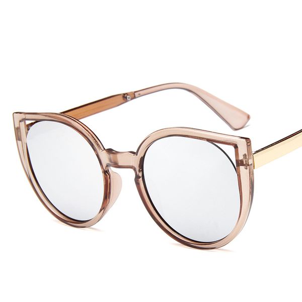 

new retro transparent glasses female pink sunglasses round rose gold frame silver lens glasses retro color mirror oculos, White;black