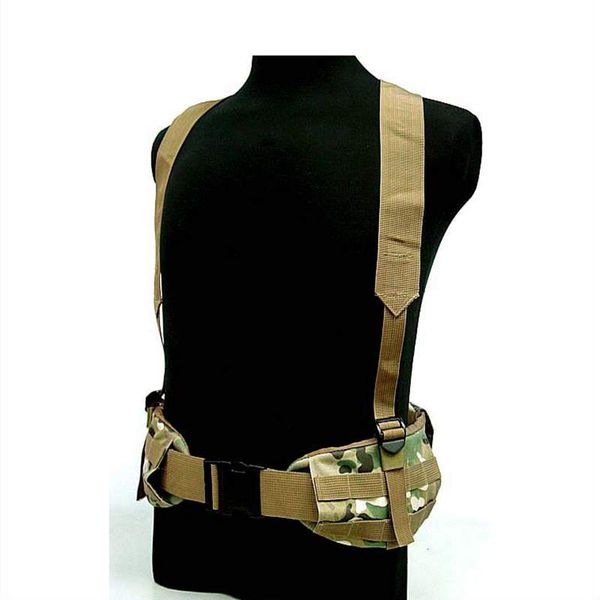 

hunting molle vest tactical gear adjustable nylon belt tactical rappelling belt vest waistband equipment, Camo;black