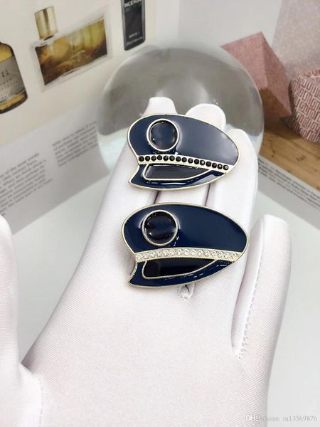 

new with box luxury women's female's ladies stamped copper quality navy cap brooches pins 2colors with box ing, Gray
