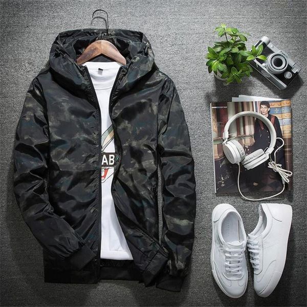 

new spring autumn mens casual camouflage hoodie jacket men waterproof clothes men's windbreaker coat male outwear elastic, Black;brown