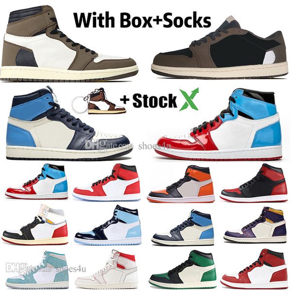 

new 1 high travis scotts low fearless obsidian mens basketball shoes spiderman unc 1s 3 banned bred toe men sport designer sneakers