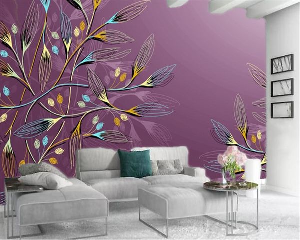 

custom 3d flower wallpaper simple hand-painted lines digital printing hd decorative beautiful wallpaper