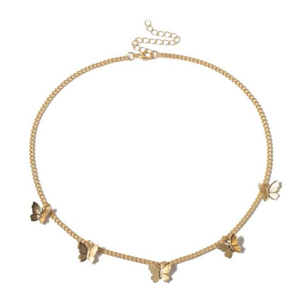 

cute butterfly choker necklace for women gold clavicle chain statement collar female chocker fashion jewelry ing, Silver