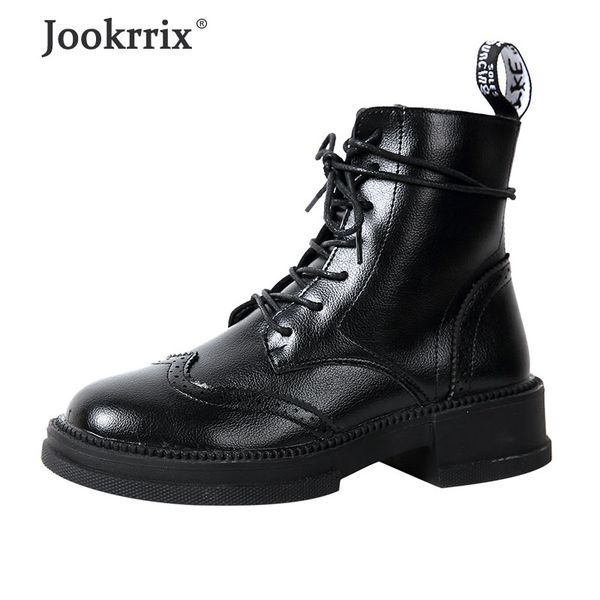 

jookrrix 2019 women fashion comfortable winter ankle boots women pu leather platform shoes for female brand boots, Black