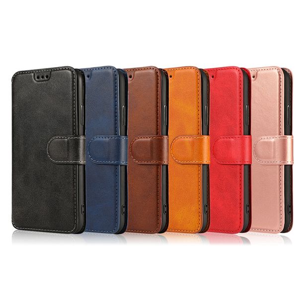 

For Samsung S10 S10E S10PLUS Huawei P30 Luxury Leather Wallet Flip Phone Case TPU Matte Cover With Card Slots Photo Frame Phone Holder