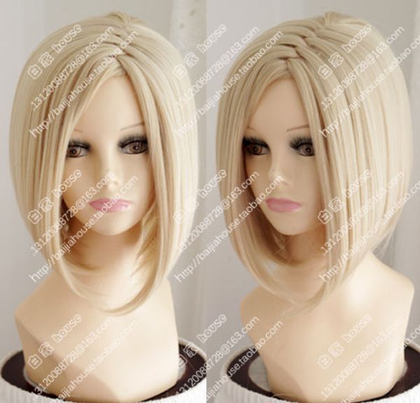 

platinum blonde bob fashion short straight hair center part bang women wig, Black
