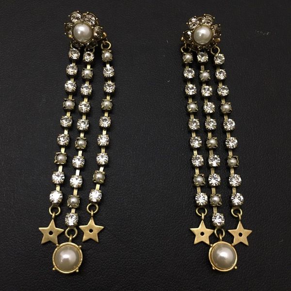 

vintage dangle tassel earrings cubic zircon designer luxury c and d earrings woman gift, Silver