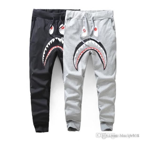 

мужские акулы брюки брюки моды шаровары осень зима руна спортивная длинные брюки jogger бег sweatpant, Black