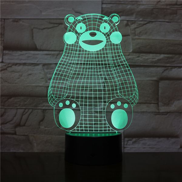 

3d led night light japanese mascot kumamon figure color changing room decor boys child kids baby nightlight gifts table 3d lamp