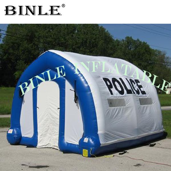 

white inflatable tunnel tent with blue beams emergency medical hospital tent structure portable police shelter for sale