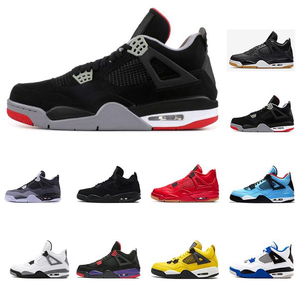 

4s new bred 2019 running shoes 4 mens basketball shoes black cat fear pack green glow sports sneakers mens trainers size 7-13