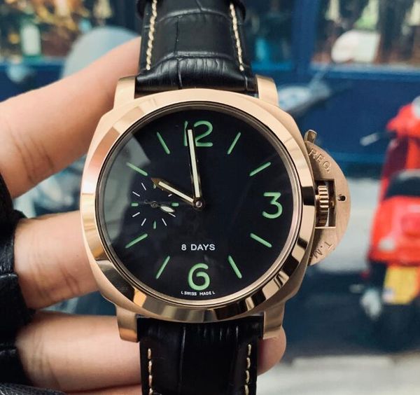 

men watches automatic movement 44mm leather strap waterproof wristwatches 316l watchcase wristwatches classic watches for men, Slivery;brown