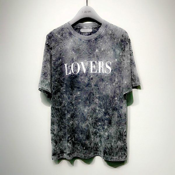 

amiri mens t shirt 19ss роскошная мода серый треск футболка пара печати мужская летняя улица ars ретро простой с коротким рукавом повседневн, White;black