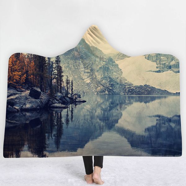 

softbatfy ice forest hooded blanket fleece throw blanket dropshipping
