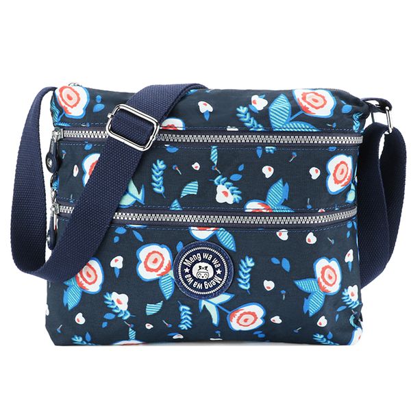 

women shoulder bag waterproof nylon messenger bag multi-pocket light weight female handbag roomy crossbody bags purse black