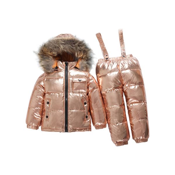 

olekid winter kids snowsuit waterproof warm gold down jacket + overalls girl ski suit 1-6 years baby silver parka coat jumpsuit, Blue;gray