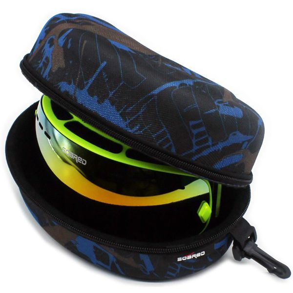 

child snow ski eyewear case portable water resistant snowboard skiing goggles sunglasses carrying case zipper hard box, Black;gray