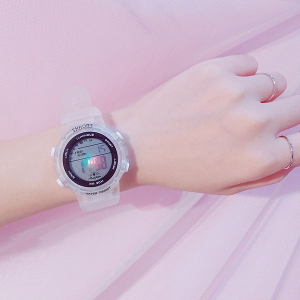 

led night light quartz watch women 2019 silicone sports glowing women's watches for students montre femme hodinky reloj mujer, Slivery;brown