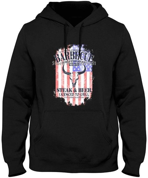 

американский bbq steak пиво лицензионный жарить мужские новая мода мужская с коротким рукавом с длинным рукавом хлопок толстовки толстовки, Black