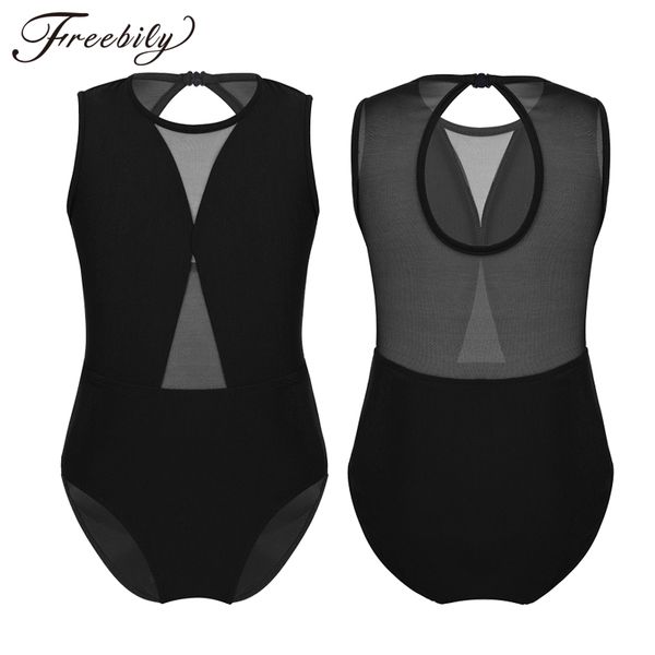 

kids teens body ballet leotard ballerina party sleeveless mesh keyhole back girls ballet dance gymnastics leotard jumpsuit