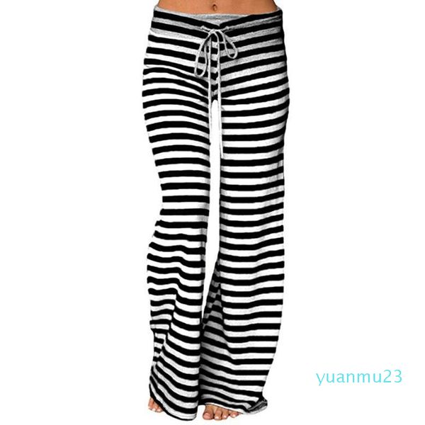 

wholesale-women loose pants casual striped drawstring wide leg pants female plus size fashion long trousers fashion sportswear, White;red