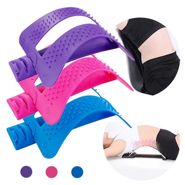 

1 pc back stretch equipment massager magic stretcher for relax lumbar support spine pain relief chiropractic dropship corrector, Black;gray