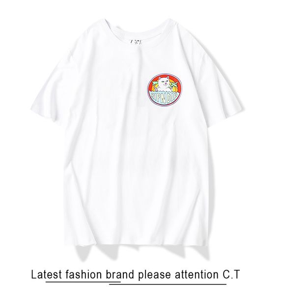 

20ss / ripndip италия мужчины люкс марка тенниски дизайнерские selling женщин летние рубашки рубашки вышивки высокого качества печати хлопок, White;black