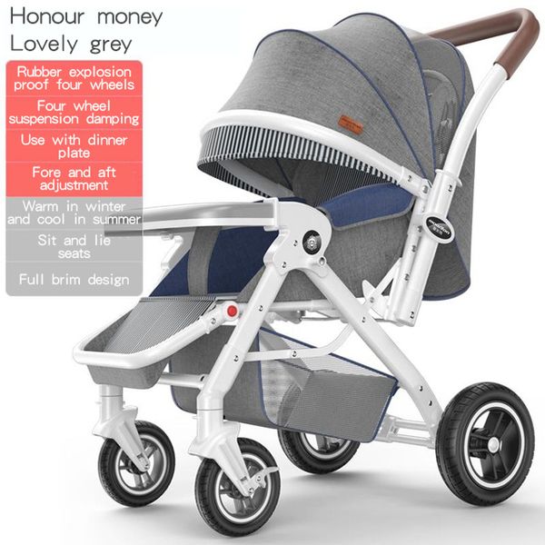 

baby stroller can sit reclining lightweight folding four wheeled children high landscape trolley baby stroller 0-3 years old