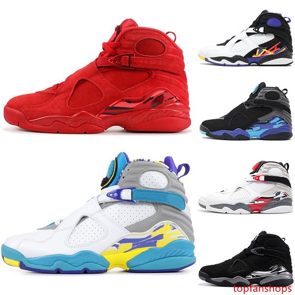

8s basketball shoes 8 valentines day aqua black white chrome playoff countdown pack mens trainer designer sport sneaker size 41-47