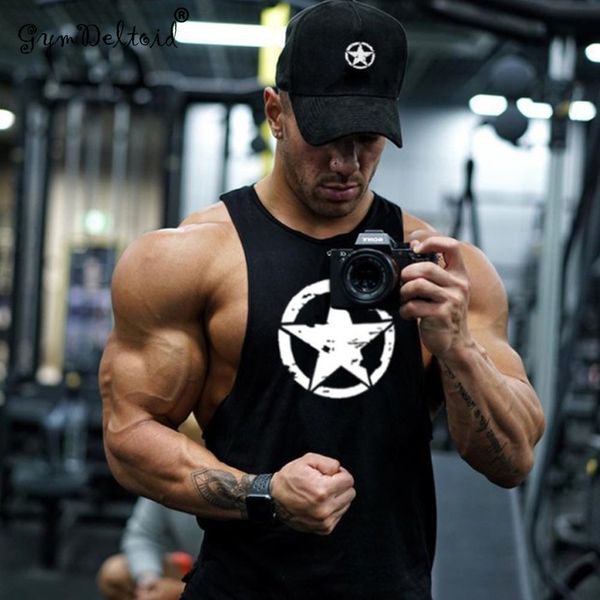 

2019 gym new fashion cotton sleeveless shirts tank men fitness shirt mens singlet bodybuilding workout gym vest fitness men, White;black
