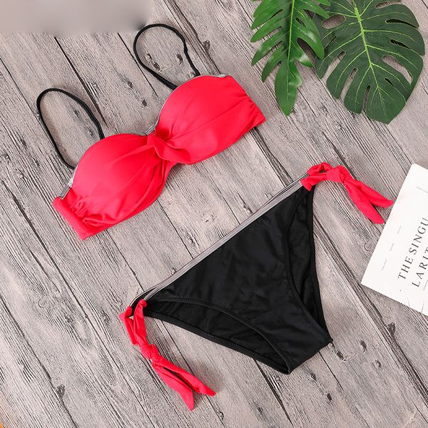 

конструктор бикини купальники женщины le шнурок spandex лоскутная бикини sexy plus размер push up купальный костюм solid set 2019 новый купа, White;black