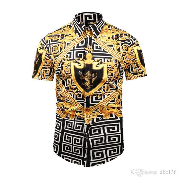 

совершенно новые мужские классические рубашки мода harajuku повседневная рубашка мужчины люкс medusa черное золото необычные 3d печати slim, White;black