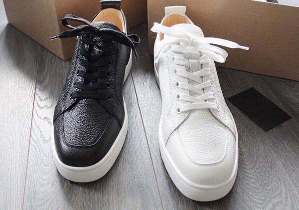 

perfect gift-spring/summer red sole junior shoes rantulow grain leather sneakers flat women men red bottom skateboarding walking shoes free, Black