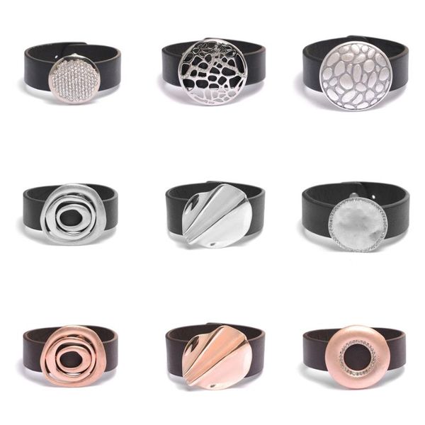 

trendy vintage punk bright mahollow rhinestone beads silver black brown wrap leather bracelet for women and men party jewelry, Golden;silver