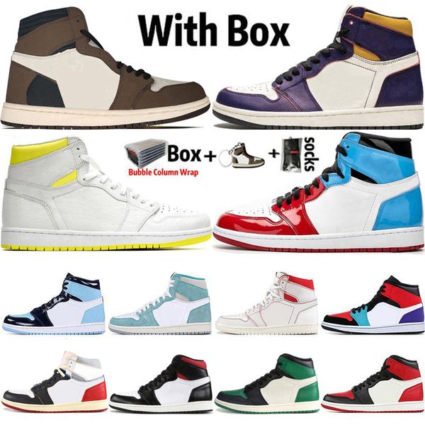 

2020 with box jumpman 1 1s mens basketball shoes obsidian unc fearless travis scotts turbo green chicago sports trainers sneakers size 36-47