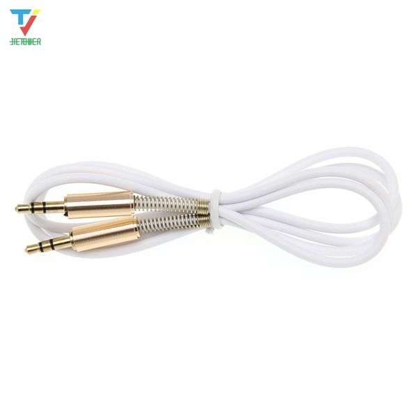 

300pcs/lot 3.5mm jack stereo 1m/3.3ft audio cable male to male aux cable wire cord with 2 side spring protective protection cover