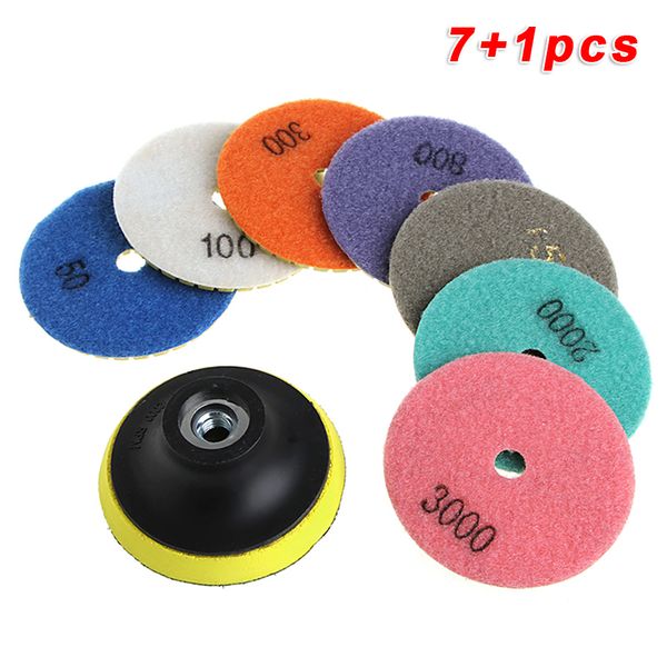 

3 inch/ 4 inch diamond polishing pads 50#~3000# granite marble concrete stone limestone grinding discs hand tools 8pcs/set