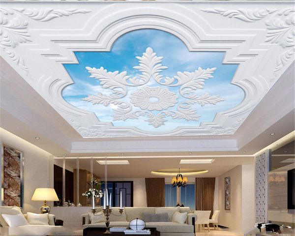 3d Início Wallpaper HD Embossed Flores Interior Zenith Decoração High-end Sky belo costume de seda Mural Wallpaper