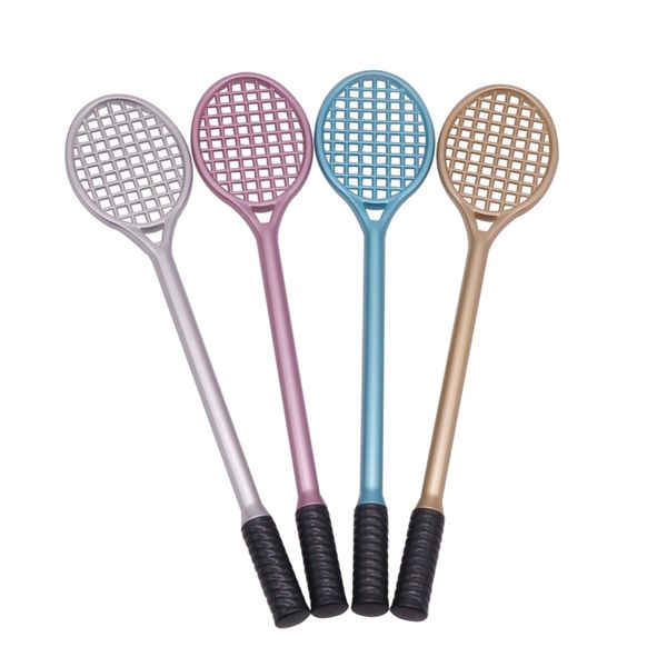 

40 pcs the new creative lovely tennis rackets gel pen plastic 4 colors black refill office supplies 0.38 mm gift promotion pen