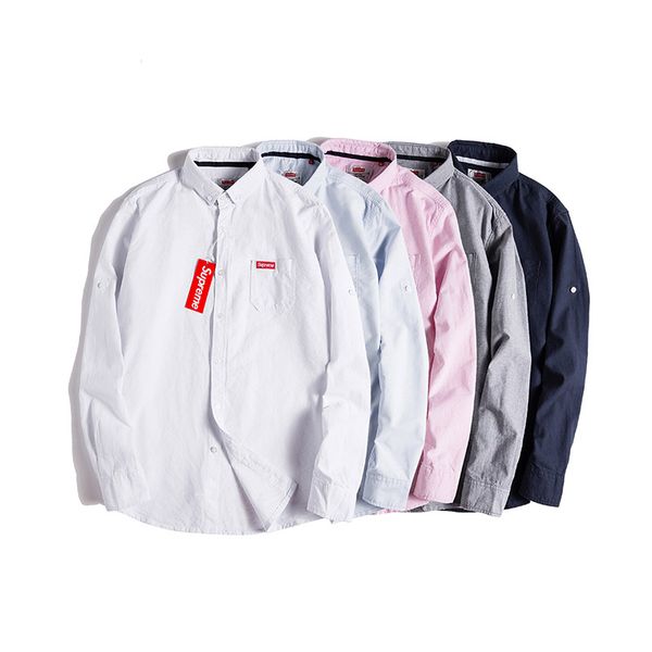 

supremeslf mens shirts designer mens shirt dhl luxury red logo oxford cloth shirt 20ss new fashion business shirt, White;black