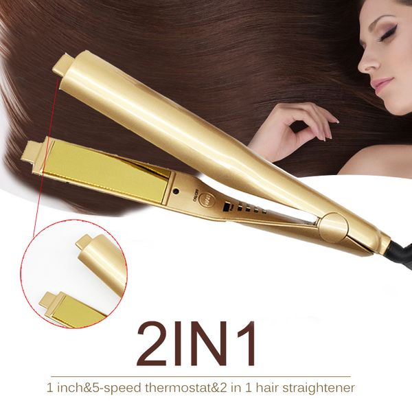 

flat iron curler 2 in 1 gold twist hair curling & straightening professional hair straightener irons curling wand hair crimper