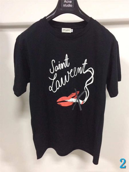 

men womens designer t shirts front chest no smoking lips luxury shirts short sleeve brand shirts new arrival brand summer tee wholesale 2, White;black