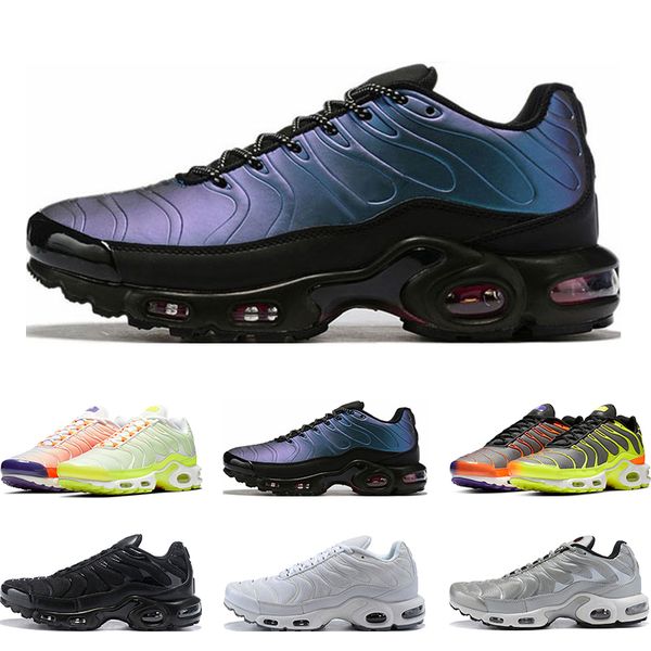 

2019 running shoes tn plus for men triple white black volt color flip hyper crimson fashion athletic sports sneakers trainers size 40-46
