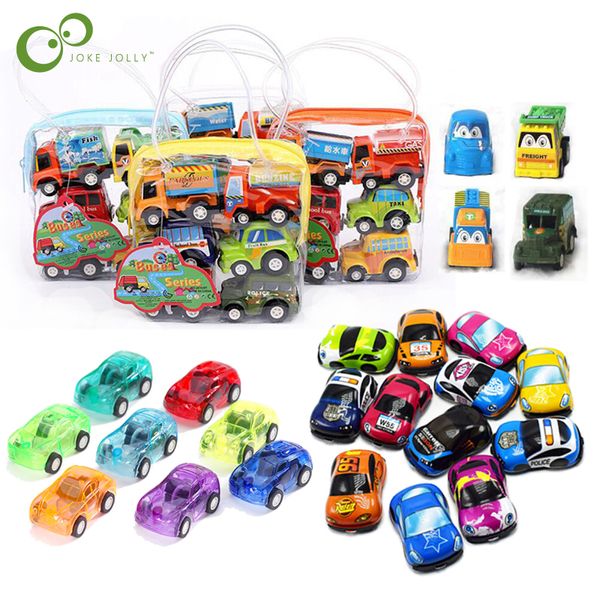 6 teile/satz Kinder Mini auto modell maßstab Cartoon Pull Back Bus Lkw Kinder Spielzeug Großhandel