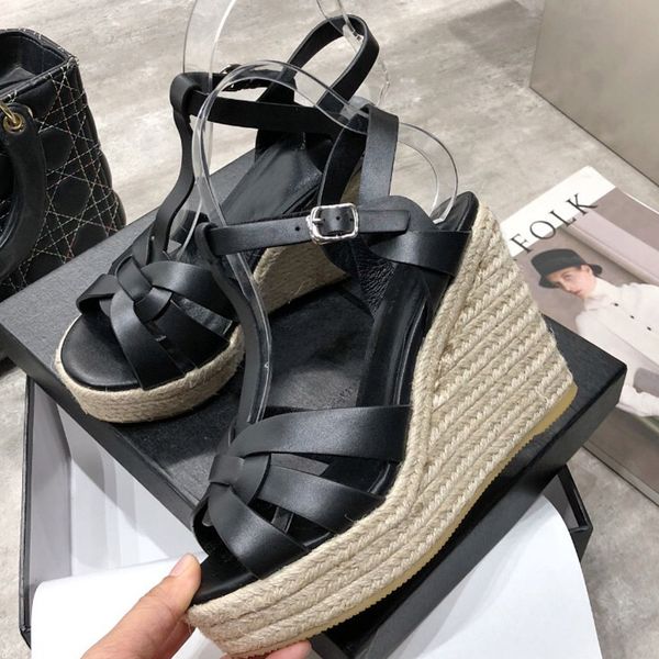 

summer woman sandals shoes women pumps platform wedges heel fashion casual loop bling star thick sole women shoes s04, Black