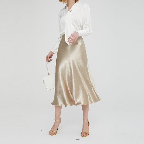 

2019 fashion women high wasit glossy midi skirts elegant wet look ladies plain evening party club clothes office lady skirt, Black