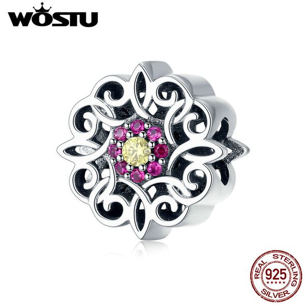 

wostu vintage 925 стерлингового серебро шарма цветок kaleidosco cz шарик подходящие оригинальный браслет кулон изготовление ювелирные издели, Blue;slivery