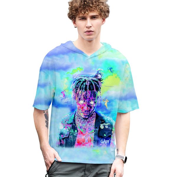 

juice wrld rip homme printed womens mens couple summer tshirts hooded short sleeve tees mens designer hoodies, White;black